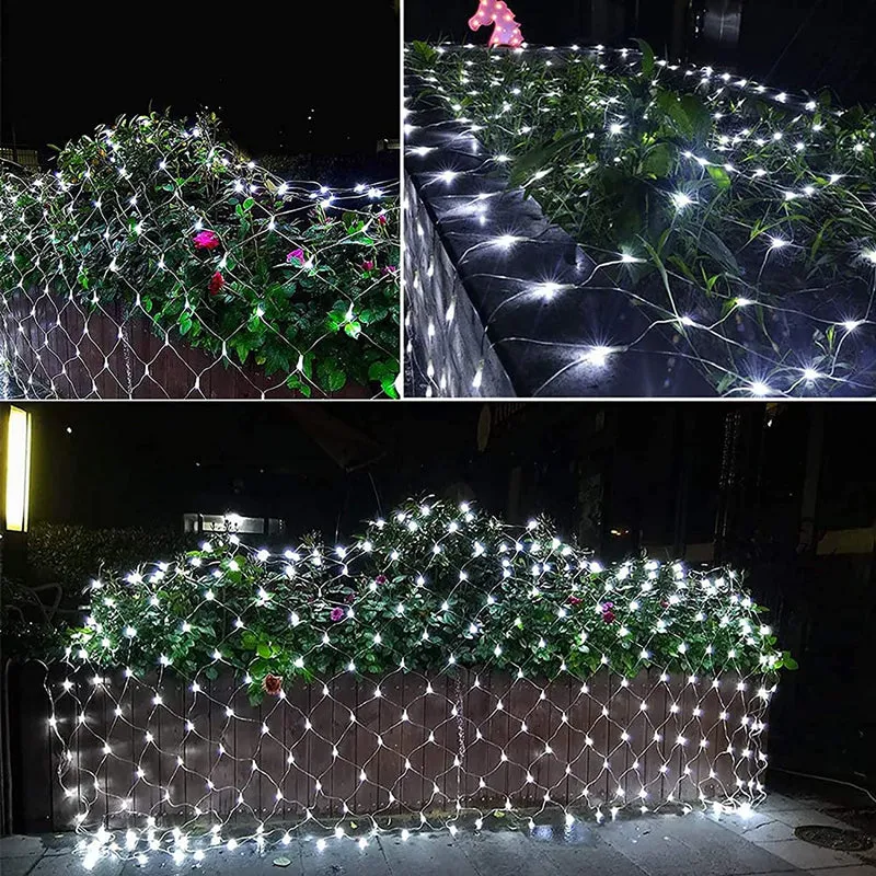 Solar LED Outdoor Net String Lights for Backyard Patio