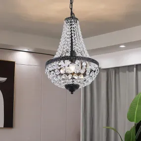 Suspended Crystal Strand Ceiling Light with Basket Frame Shade - Ideal for Countryside Restaurants