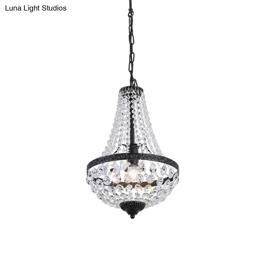 Suspended Crystal Strand Ceiling Light with Basket Frame Shade - Ideal for Countryside Restaurants