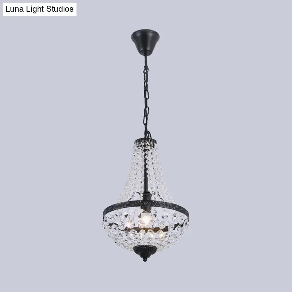 Suspended Crystal Strand Ceiling Light with Basket Frame Shade - Ideal for Countryside Restaurants