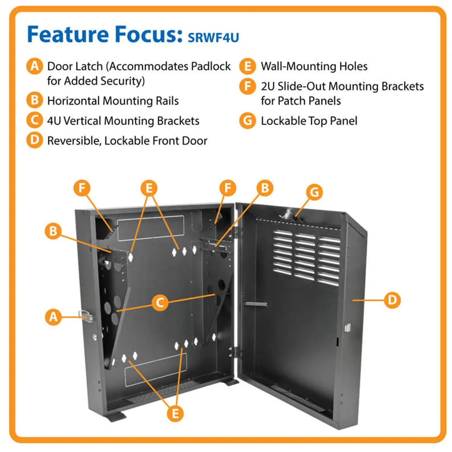 Tripp Lite SmartRack 4U Low-Profile Vertical-Mount Switch-Depth Wall-Mount Rack Enclosure Cabinet