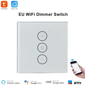 Tuya EU WiFi LED Dimmer Switch 220V Dimming Panel Switch Connected To Alexa Google Home Voice Control Dimmer For LED Lamps IFTTT