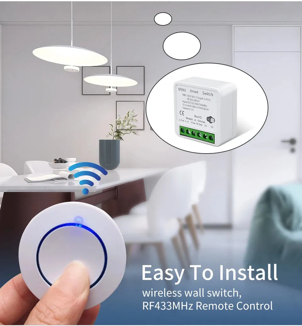 Tuya Smart Wifi Switch RF 433MHz Alexa Google Assistant Alice 16/20A Voice Remote Control Universal Mini Module for Led Lighting