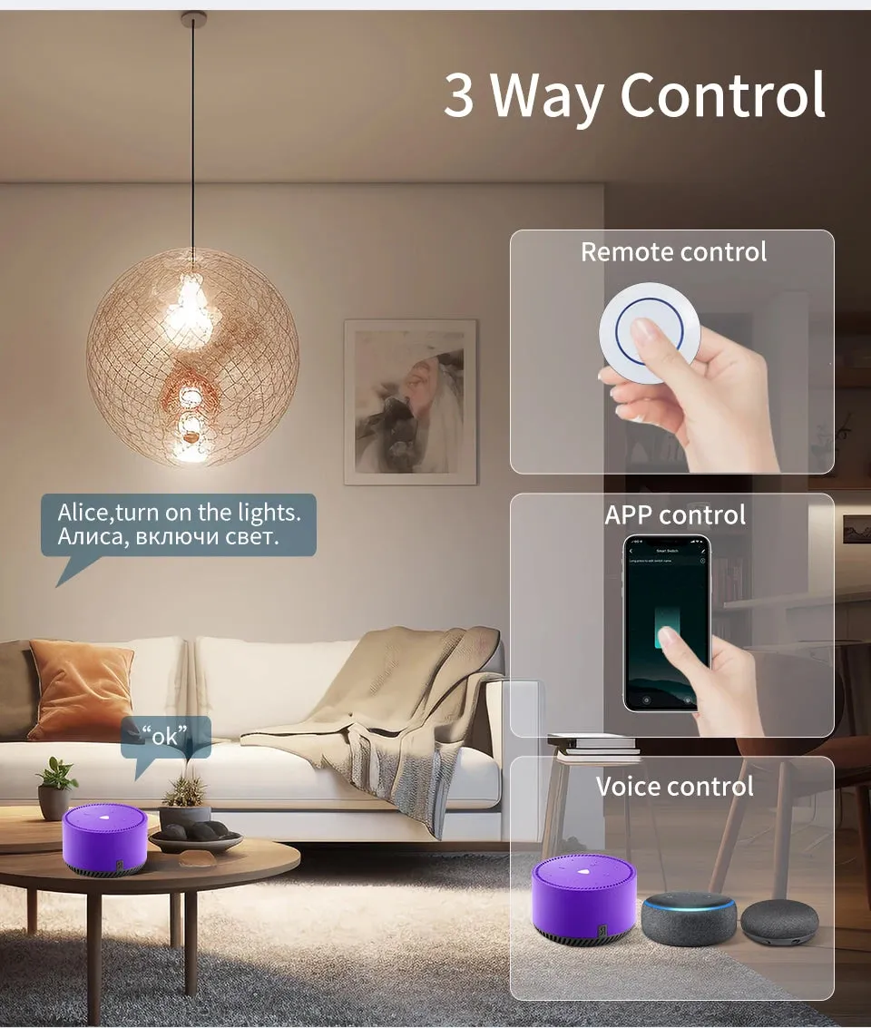 Tuya Smart Wifi Switch RF 433MHz Alexa Google Assistant Alice 16/20A Voice Remote Control Universal Mini Module for Led Lighting