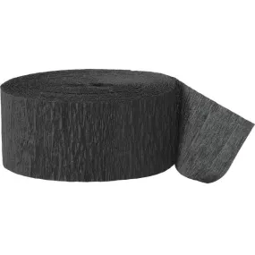 UNIQUE - Black Crepe Paper Streamers - 81 Feet Long
