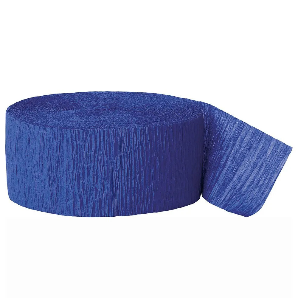 UNIQUE - Royal Blue Crepe Paper Streamers - 81 Feet Long