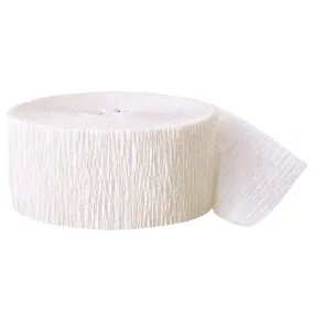UNIQUE - White Crepe Paper Streamers - 81 Feet Long