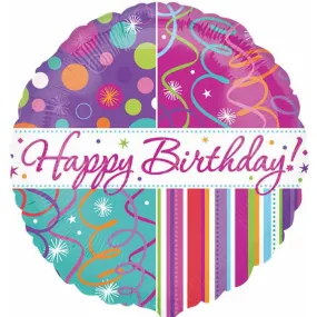 Vibrant Festivity 18" Happy Birthday Streamers Foil Balloons (5/Pk)