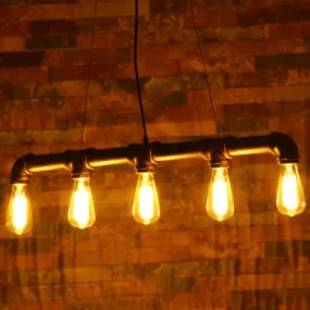 Vintage Iron Pendant Light with 5 Heads - Ideal for Restaurant Island Bars