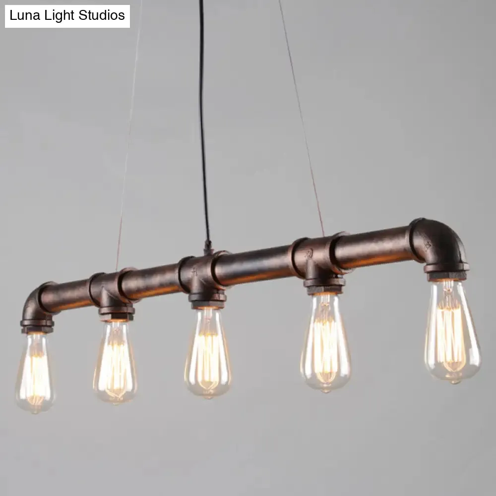 Vintage Iron Pendant Light with 5 Heads - Ideal for Restaurant Island Bars