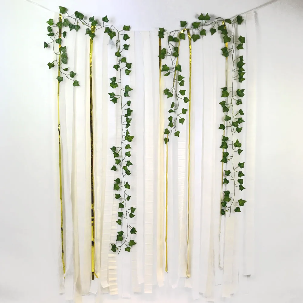 White & Gold Botanical Paper Streamer DIY Backdrop Kit