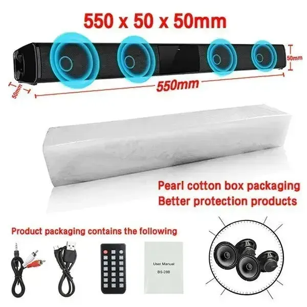 Wireless Bluetooth Sound Bar Speaker System Super Power Sound Speaker Wired Wireless Surround Stereo Home Theater TV Projector